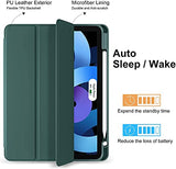 SYGA Cases for iPad Air 4 10.9 Inch A2316 A2324 A2325 A2074 Flip Cover with Pencil Holder, Dark Green