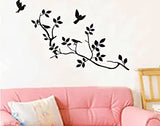 SYGA PVC Vinyl Wall Stickers for Living Room Self Adhesive Stickers, Black Tree & Birds