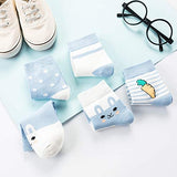 SYGA 5 Pairs Baby Girl Boys Non Slip Trainer Socks Toddlers Infant Socks Warm and Socks Cotton Stretch Crew Anti-Slip Baby Socks- Blue Carrot, 0-1 Years