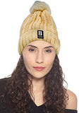 SYGA Winter Beanie Hat for Women Warm Thick Cotton Lining Knit Bobble Pom Pom Skull Cap Fleece Lined Warm Cap Outdoor Sports Hat for Ladies Women Girl Free Size