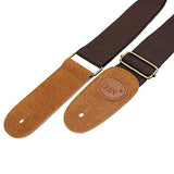 SYGA Guitar Strap for Acoustic, Electric and Bass Guitars with Genuine Leather Ends(Brown)