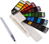 SYGA Watercolor Paint Set Foldable 42 Colors with 1 Brush Pen and Sponge Platte Portable Travel Solid Watercolor Painting Kit Gift for Adults Kids Drawing Artists Field Sketch Set Outdoor Painting Supplies