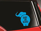 SYGA 'Baby On Board' Blue Elephant Car Stickers
