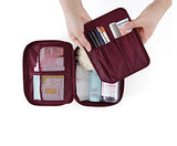 SYGA Travel Cosmetic Bag Plain Multifunction Portable Bag Cosmetic Makeup Pouch Case_WineRed