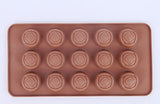 SYGA Silicone Rose Flowers Shape Chocolate Jelly Candy Mold, Cake Baking Mold, 15-Cavity Bakeware Mould, Brown