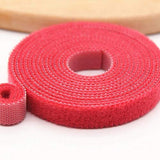 SYGA Nylon Double Sided Wellkro Tape, Hook and Lock Tape, Sew-on Power Wire Management Fastening Tape Cable Tie for Interlocking, Apparel, Home Textile, Industrial Use and More- 2 m x 15 mm (Red)