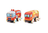 SYGA Large Size 2 Pcs Square and Triangle Shaped 6 Wheels Pullback Cloth Car