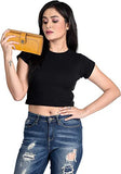 Syga PU Leather Hand Grip Wallet with Snap for Women, Yellow