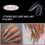 SYGA LongDrop False Nails and Glue Bottle Professional Brush On Nail Tip Glue for Press On Nails Fake Nails Long Lasting Press On Nails for Women and Girls- Transparent, 500 pieces