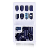 SYGA Press on Gel Nails 30 Pcs With Double Sided Jelly Adhesive Nail Glue Nail Filer, Fake Nails Long Lasting Press, Ready made Nails. (FakeNails-F635-2)