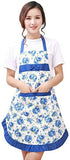 SYGA Rose Design Kitchen Apron with Random Lace Color(Blue)