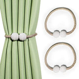 SYGA 2Pcs Magnetic Curtain Tiebacks Clip Rope Holdbacks Classy Decorative Pearl Holder Buckles for Home Hotel Window Draperies Rope Ties Office Living Bedroom Decoration- Simple Coffee
