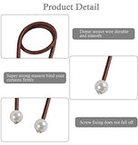 SYGA 2Pcs Curtain Tiebacks 46cm Curtain Clip Rope Holdbacks Classy Decorative Pearl Holder Buckles for Home Hotel Window Draperies Rope Ties Office Living Bedroom Decoration- Pack of 2, Brown