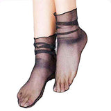 SYGA Cross Lining Dots Pattern Black Women Girl Transparent Mesh Sock Elastic Sandals Socks
