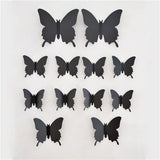 SYGA 12 Pcs 3D Decorative Black Butterfly Wall Stickers