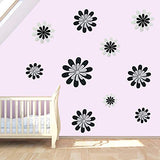 SYGA DIY 24 Pcs / Lot Combo Of 3D Black And White Color Beautiful Flowers Decorative Wall Stickers ,Multicolor