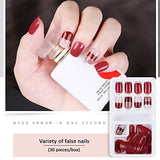 SYGA Press on Gel Nails 30 Pcs With Double Sided Jelly Adhesive Nail Glue Nail Filer, Fake Nails Long Lasting Press, Ready made Nails. (FakeNails-F635-24)