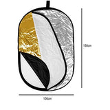 SYGA Oval Shape 5-in-1 Collapsible Multi-Disc Light Reflector with Bag - Translucent, Silver, Gold, White and Black(100cm*150cm)
