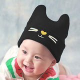 SYGA 1 Piece Medium Knitted Head Design Baby Wool Sleep Cap_Black