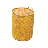 SYGA Cotton & Linen Laundry Bag Collapsible Fabric Laundry Hampers with Handles(Yellow)