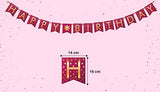 SYGA Pink Happy Birthday Banner with Star Designs Decorative Birthday Party Banner