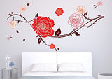 Syga Red Rose Beautiful Floral Decals Design Wall Sticker 7113