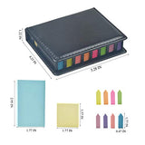 SYGA Colored Sticky Note Bundle Set, Mini Rectangular Notes and Index Flags Organizer, with Two Year Calendar. Black Leather Look Design Holder