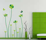 SYGA PVC Vinyl Wall Stickers for Living Room Self Adhesive Stickers, Green Hearty Flowers