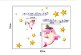 SYGA Pink Whale Wall Stickers Wall Decals Design A_MSOY