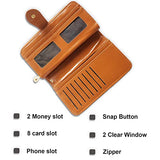 Syga PU Leather Hand Grip Wallet for Women, Brown