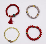 SYGA Bohemia Multilayer Bracelet, Retro Bracelet Set, Elastic Tassel Bracelet, Stackable Bracelet for Boy and Girl, Party, Holiday, Beach Accessories