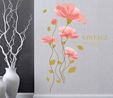 SYGA PVC Vinyl Self Adhesive Wall Stickers for Living Room (Pink Blossom Flowers)