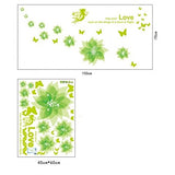 SYGA PVC Vinyl Wall Stickers for Living Room Self Adhesive Stickers, Green Lotuses with Birds Quote