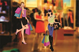 SYGA Set of 2 Pieces Multicolor Women's Clothing Store Shopping Bag Clothes Shop Wall Decorative Wall Stickers