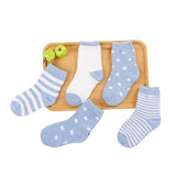 SYGA 5 Pairs Baby Girl Boys Non Slip Trainer Socks Toddlers Infant Socks Warm and Socks Cotton Stretch Crew Anti-Slip Baby Socks- Denim Blue, 0-1 Years