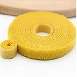 SYGA Nylon Double Sided Wellkro Tape, Hook and Lock Tape, Sew-on Power Wire Management Fastening Tape Cable Tie for Interlocking, Apparel, Home Textile, Industrial Use and More- 5 m x 15 mm (Yellow)
