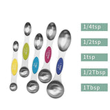 SYGA Double Sided Magnetic Measuring Spoon Set 5Pcs Stainless Steel Teaspoons and Tablespoons for Cooking Baking Measuring Dry and Liquid Ingredients 1tbsp 1/2tbsp 1tsp 1/2tsp 1/4tsp - Multi