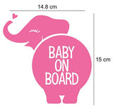 SYGA 'Baby On Board' Pink Elephant Car Stickers