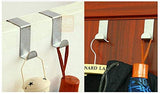 SYGA Set of 6 Over Door Rack Heavy Duty Reversible Brushed Stainless Steel Hook (5cmx2.5cm)