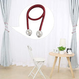 SYGA 2Pcs Curtain Tiebacks 46cm Curtain Clip Rope Holdbacks Classy Decorative Pearl Holder Buckles for Home Hotel Window Draperies Rope Ties Office Living Bedroom Decoration- Pack of 2, Red