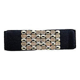 SYGA Women PU Leather Belt Stretchy Waist Belt with Multiple Designs in Metal Buckle, Black - 25-35 Inch