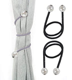SYGA 2Pcs Curtain Tiebacks 46cm Curtain Clip Rope Holdbacks Classy Decorative Pearl Holder Buckles for Home Hotel Window Draperies Rope Ties Office Living Bedroom Decoration- Pack of 2, Black