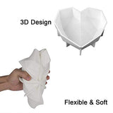 SYGA Pinata 3D Diamond Heart Love Shape Silicone Cake Mold Chocolate Mousse Dessert Baking Non-Stick Mould Pan for Mousse, Chocolate Brownie, Cheesecake, Jelly, Ice Cream, Fondant, DIY Tools-White