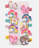 SYGA 10Pcs Baby Hair Clip For Girl Alligator Teeth Hair Accessory For All Type of Infant Toddler Baby Hairs Bow Rainbow Cloud Unicorn Patterns- Set of 10, Rainbow