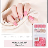 SYGA Press on Gel Nails 30 Pcs With Double Sided Jelly Adhesive Nail Glue Nail Filer, Fake Nails Long Lasting Press, Ready made Nails. (FakeNails-F635-25)