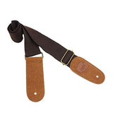 SYGA Guitar Strap for Acoustic, Electric and Bass Guitars with Genuine Leather Ends(Brown)