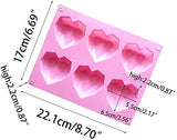 SYGA 6-Cavity 3D Heart Diamond Shaped Rectangular Silicone DIY Mould (Color May Vary)
