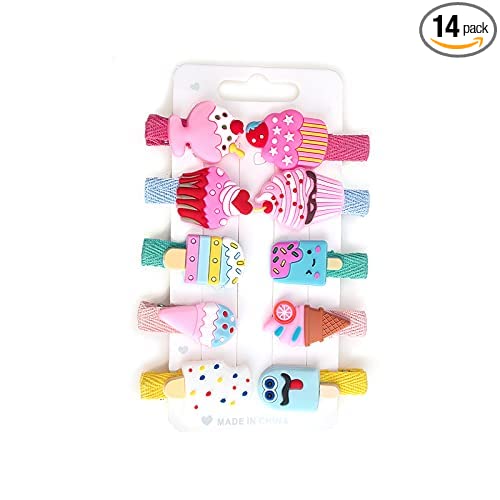 SYGA 10Pcs Baby Hair Clip For Girl Alligator Teeth Hair Accessory For All Type of Infant Toddler Baby Hairs Bow Ice Cream Candy Corn Patterns- Set of 10, Ice Cream
