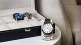 SYGA Wrist Watch Storage Box Display Case Organizer of Faux Leather Finish with Glass Window 10 Slot 25x20x8 cm