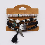 SYGA Bohemia Multilayer Bracelet, Retro Bracelet Set, Elastic Tassel Bracelet, Stackable Bracelet for Boy and Girl, Party, Holiday, Beach Accessories